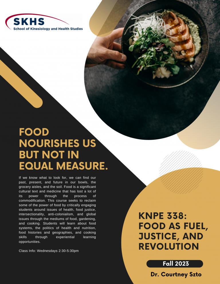 KNPE 338 Food as Fuel, Justice and Revolution Fall 2023 Dr. Courtney Szto
