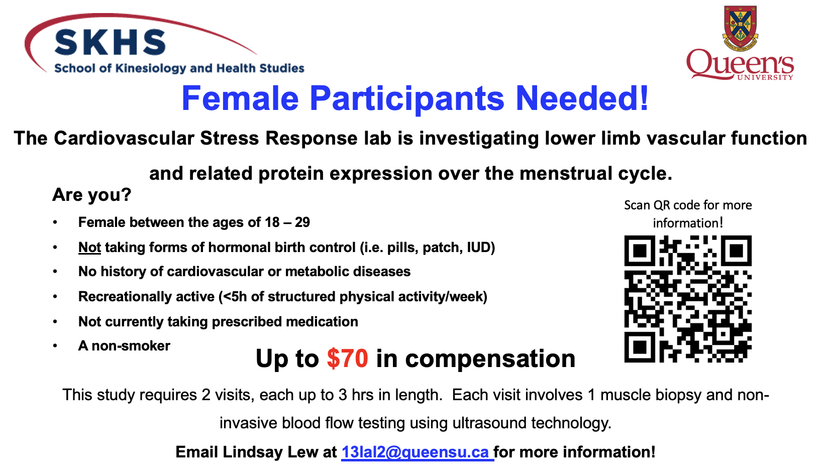 Female Research Study Participants Needed Flyer