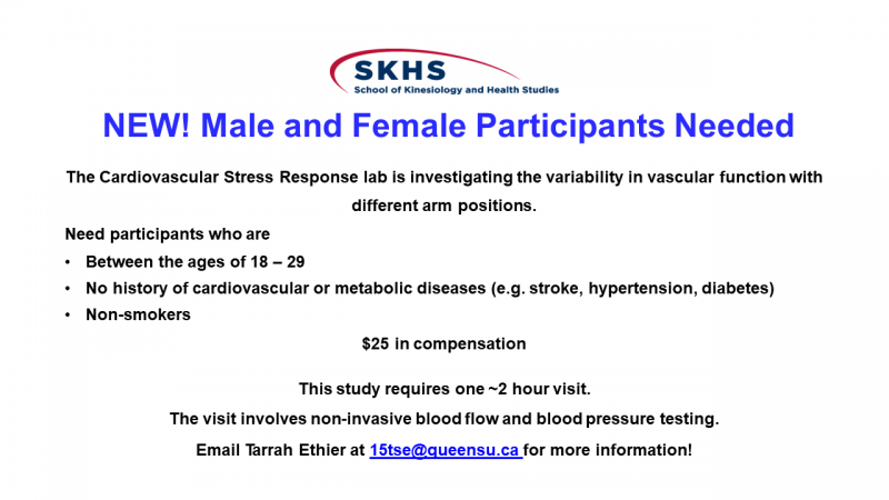 Cardiovascular Stress Lab Participants Needed Flyer